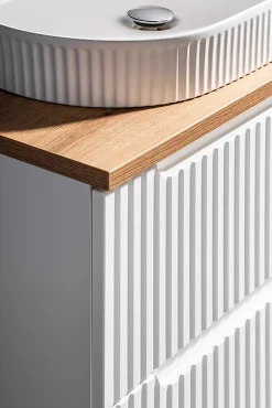 Furnidea Meuble sous vasque suspendu 2 tiroirs NOVA BLANC 80 CM