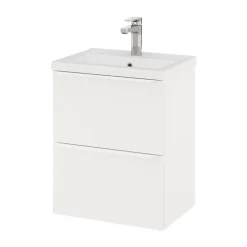 GoodHome Meuble sous vasque suspendu faible profondeur blanc mat l.50 x H.60 x P.36 cm, Imandra