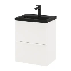 GoodHome Meuble sous vasque suspendu faible profondeur blanc mat l.50 x H.60 x P.36 cm, Imandra