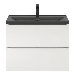 Meuble Buanderie|Meuble De Salle De Bains Faible Profondeur|GoodHome Meuble sous vasque suspendu faible profondeur blanc brillant l.80 x H.60 x P.36 cm, Imandra