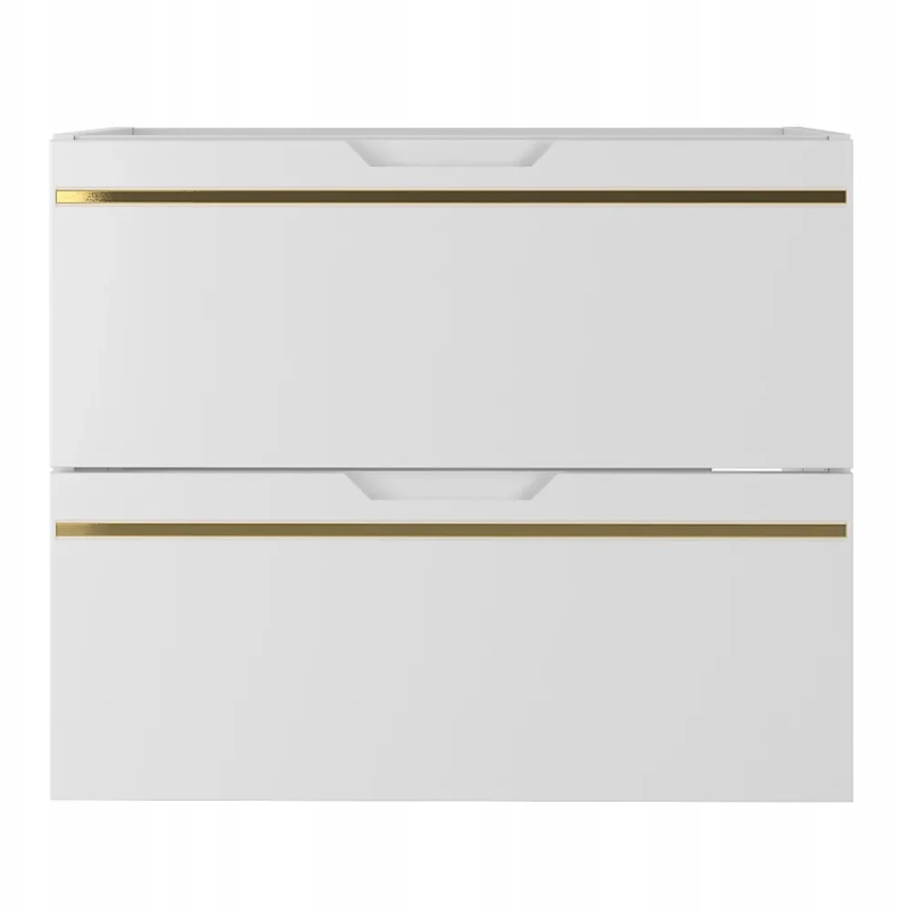Meuble Sous Lavabo|Furnidea Meuble sous vasque suspendu ESPERO blanc 60 cm - bande décorative dorée