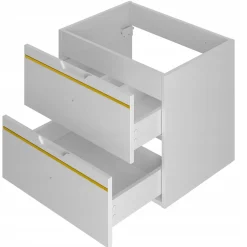 Meuble Sous Lavabo|Furnidea Meuble sous vasque suspendu ESPERO blanc 60 cm - bande décorative dorée