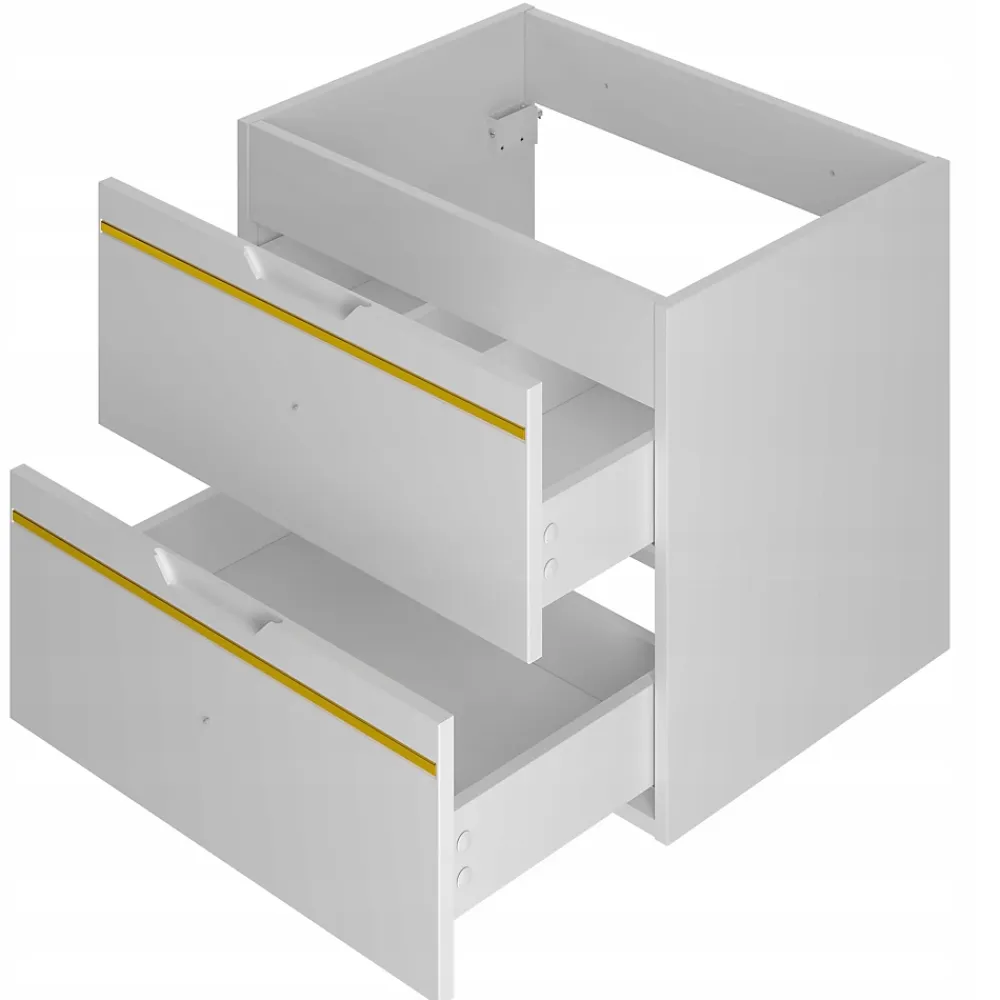 Meuble Sous Lavabo|Furnidea Meuble sous vasque suspendu ESPERO blanc 60 cm - bande décorative dorée
