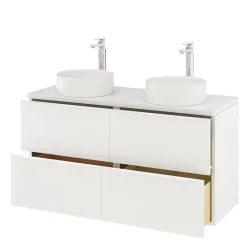Meuble Buanderie|GoodHome Meuble sous vasque suspendu blanc mat l.120 x H.60 x P.45 cm, Imandra