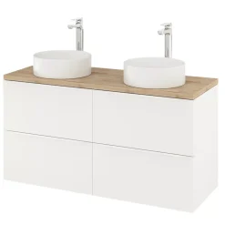 Meuble Buanderie|GoodHome Meuble sous vasque suspendu blanc mat l.120 x H.60 x P.45 cm, Imandra