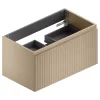 Ipiemme SRL Meuble sous vasque suspendu placage chêne clair strié l.90 x H.46,5 x P.50,5 cm pour évacuation centrale, Pura