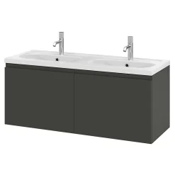 GoodHome Meuble sous vasque suspendu gris anthracite mat 4 tiroirs l.120 x H.48 x P.45 cm, Levanna