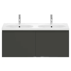 GoodHome Meuble sous vasque suspendu gris anthracite mat 4 tiroirs l.120 x H.48 x P.45 cm, Levanna