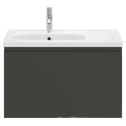 GoodHome Meuble sous vasque suspendu gris anthracite mat 2 tiroirs l.80 x H.48 x P.45 cm Levanna