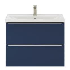 Meuble Buanderie|Meuble De Salle De Bains Faible Profondeur|GoodHome Meuble sous vasque suspendu faible profondeur bleu nuit mat l.80 x H.60 x P.36 cm, Imandra