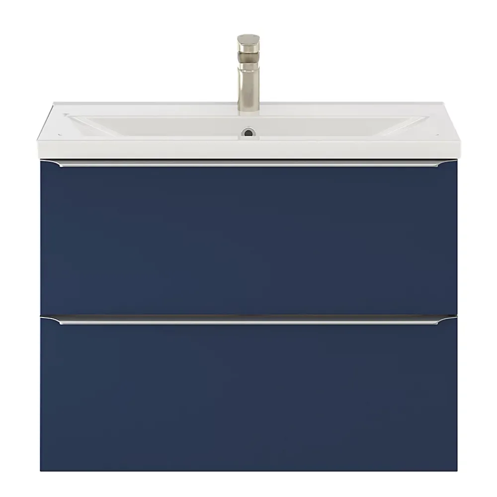 Meuble Buanderie|Meuble De Salle De Bains Faible Profondeur|GoodHome Meuble sous vasque suspendu faible profondeur bleu nuit mat l.80 x H.60 x P.36 cm, Imandra