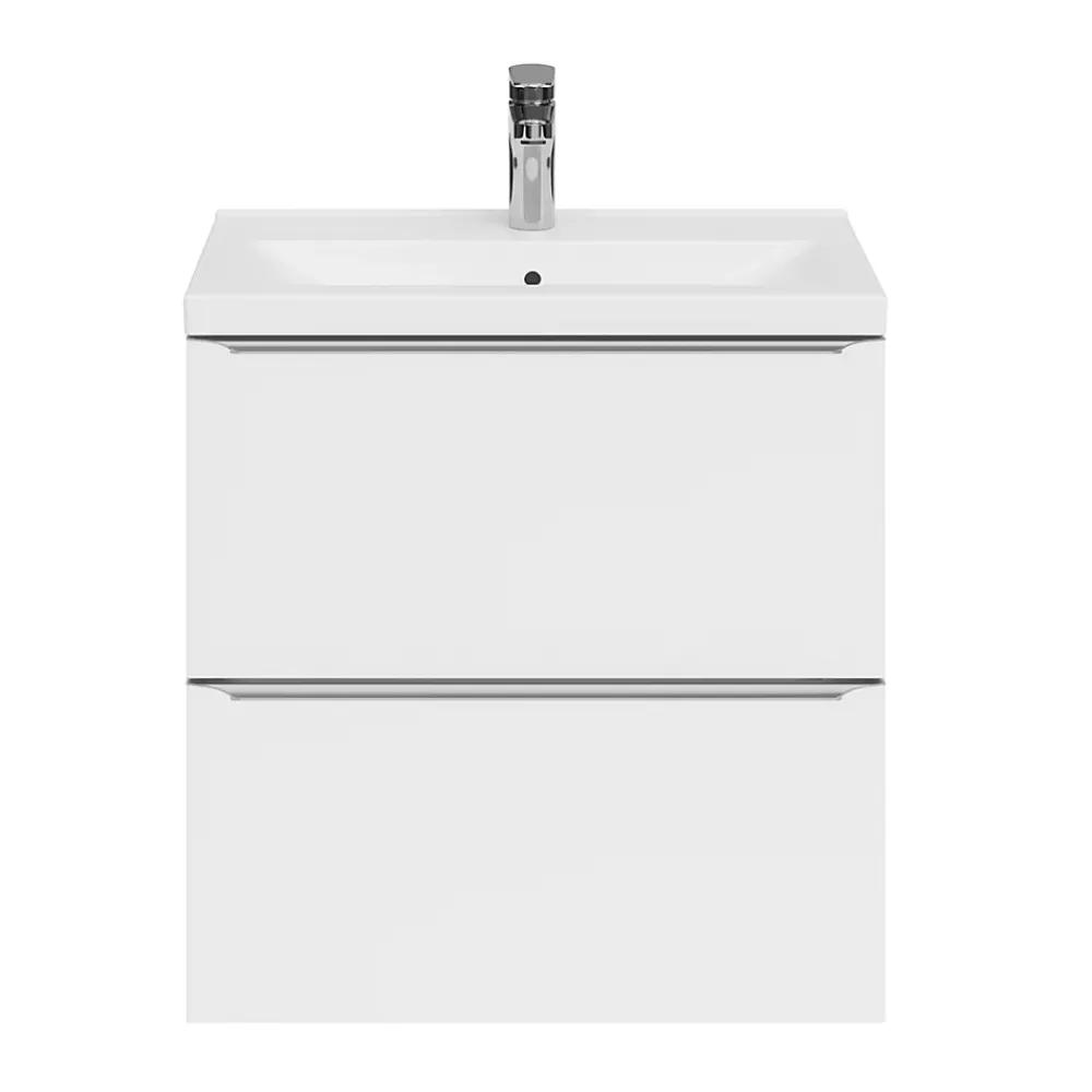 Meuble Buanderie|Meuble De Salle De Bains Faible Profondeur|GoodHome Meuble sous vasque suspendu faible profondeur blanc brillant l.60 x H.60 x P.36 cm, Imandra