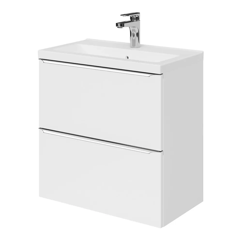 Meuble Buanderie|Meuble De Salle De Bains Faible Profondeur|GoodHome Meuble sous vasque suspendu faible profondeur blanc brillant l.60 x H.60 x P.36 cm, Imandra