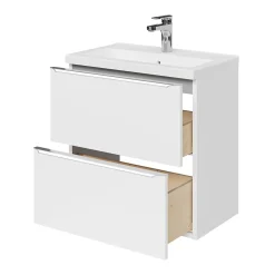 Meuble Buanderie|Meuble De Salle De Bains Faible Profondeur|GoodHome Meuble sous vasque suspendu faible profondeur blanc brillant l.60 x H.60 x P.36 cm, Imandra