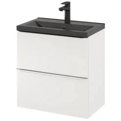 Meuble Buanderie|Meuble De Salle De Bains Faible Profondeur|GoodHome Meuble sous vasque suspendu faible profondeur blanc brillant l.60 x H.60 x P.36 cm, Imandra