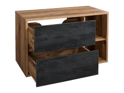 Meuble Sous-Vasque|Vente-unique Meuble sous vasque suspendu coloris naturel et anthracite - 100 cm - TIKITIKI