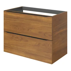 GoodHome Meuble sous vasque suspendu effet noyer l.80 x H.60 x P.45 cm, Imandra