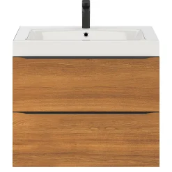GoodHome Meuble sous vasque suspendu effet noyer l.80 x H.60 x P.45 cm, Imandra