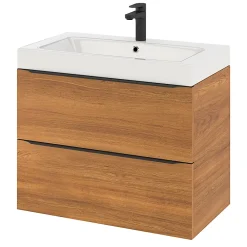 GoodHome Meuble sous vasque suspendu effet noyer l.80 x H.60 x P.45 cm, Imandra