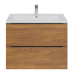 GoodHome Meuble sous vasque suspendu effet noyer l.80 x H.60 x P.45 cm, Imandra
