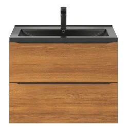 GoodHome Meuble sous vasque suspendu effet noyer l.80 x H.60 x P.45 cm, Imandra