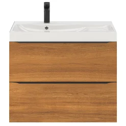 GoodHome Meuble sous vasque suspendu effet noyer l.80 x H.60 x P.45 cm, Imandra