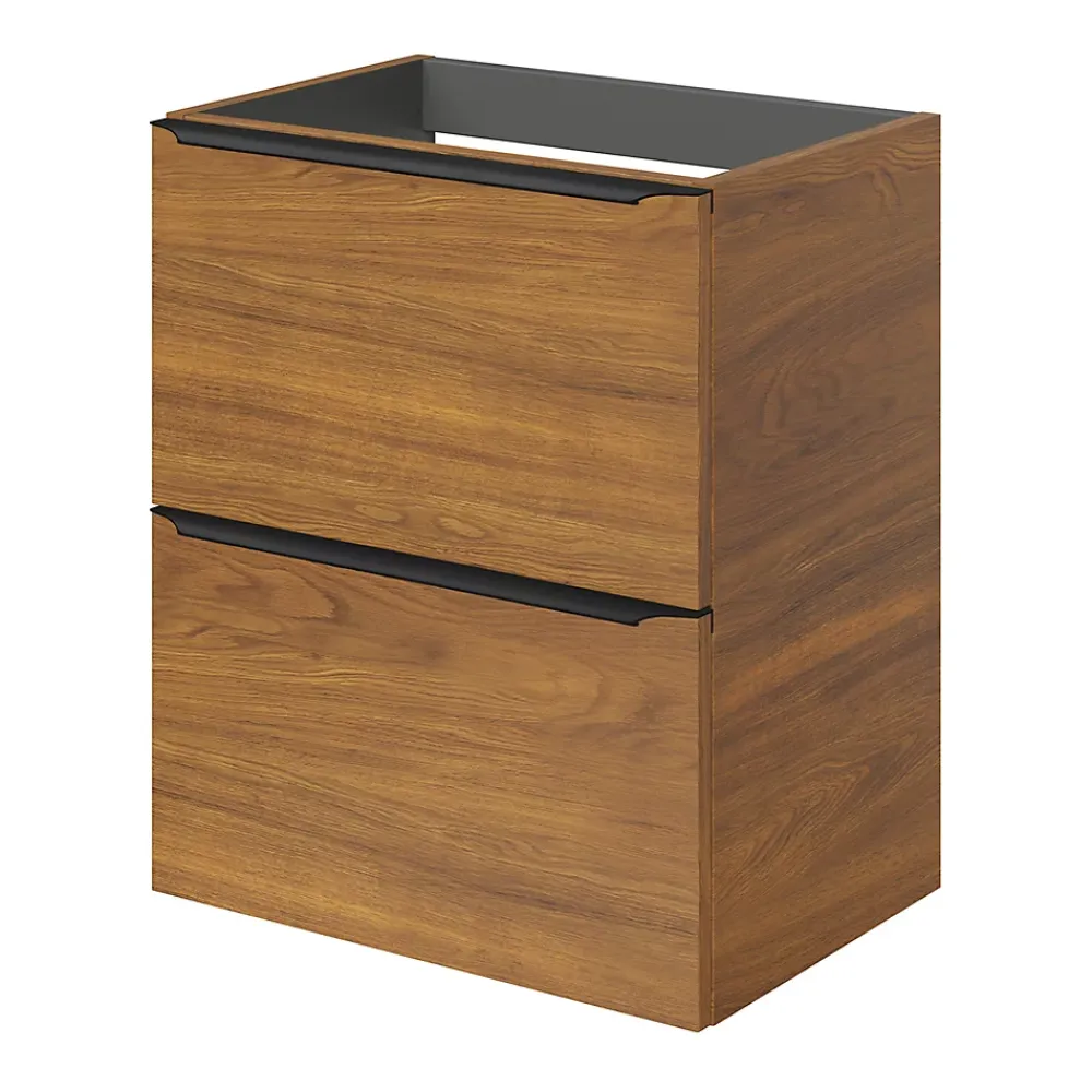 GoodHome Meuble sous vasque suspendu faible profondeur effet noyer l.50 x H.60 x P.36 cm, Imandra