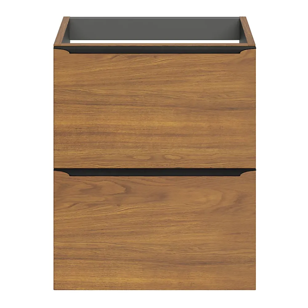 GoodHome Meuble sous vasque suspendu faible profondeur effet noyer l.50 x H.60 x P.36 cm, Imandra