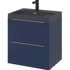 GoodHome Meuble sous vasque suspendu bleu nuit mat l.60 x H.60 x P.45 cm, Imandra