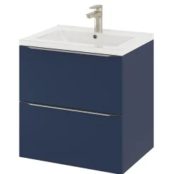 GoodHome Meuble sous vasque suspendu bleu nuit mat l.60 x H.60 x P.45 cm, Imandra