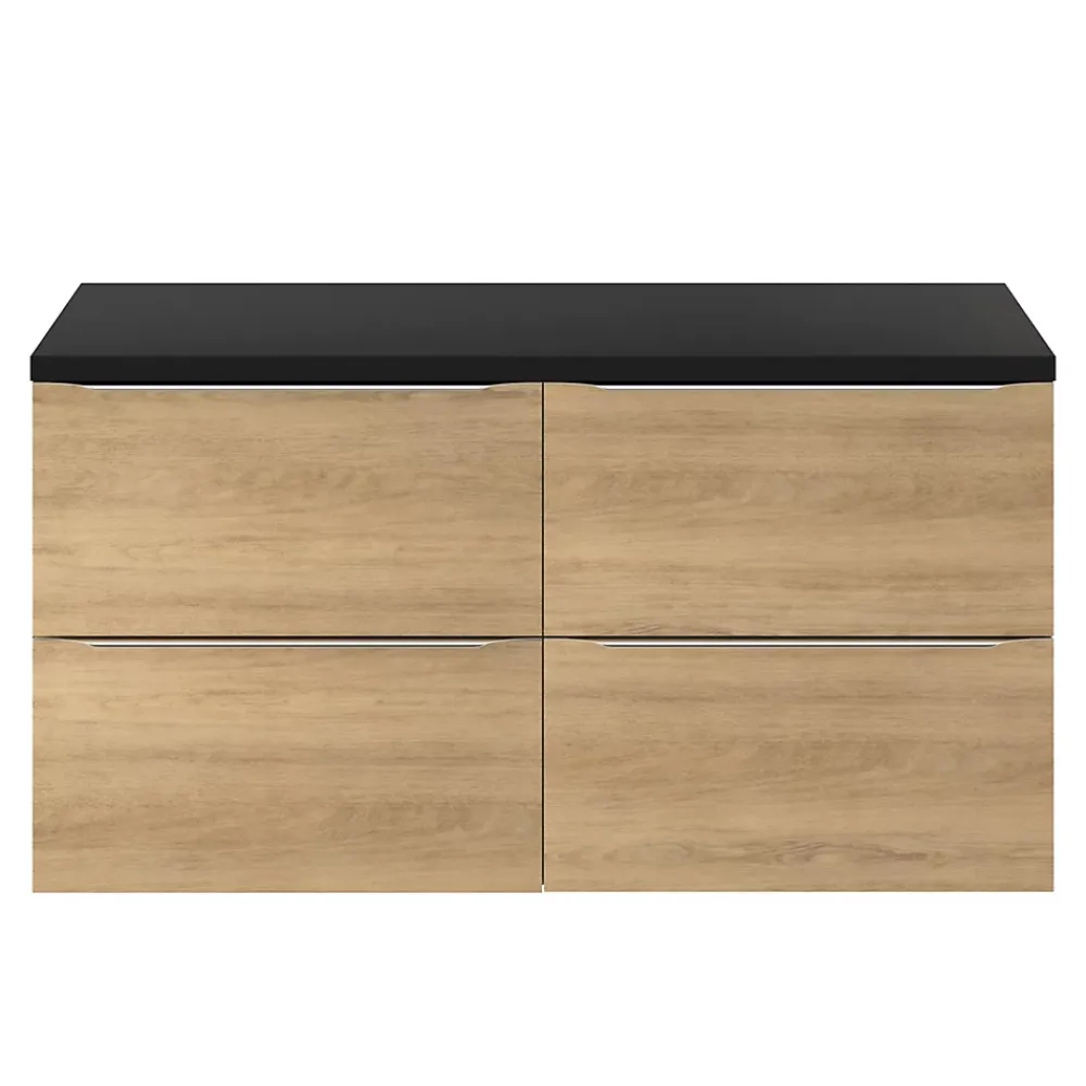 GoodHome Meuble sous vasque suspendu effet chêne l.120 x H.60 x P.45 cm, Imandra
