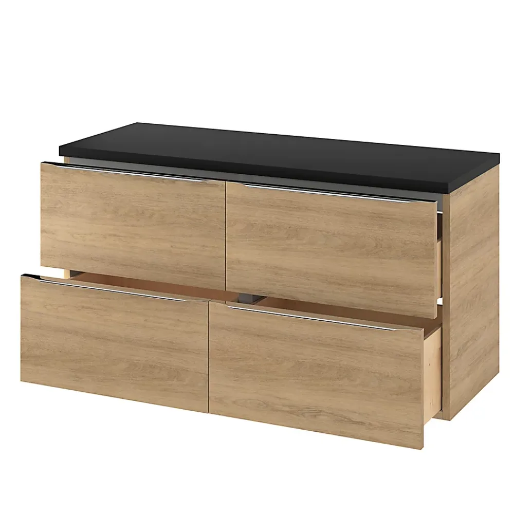 GoodHome Meuble sous vasque suspendu effet chêne l.120 x H.60 x P.45 cm, Imandra