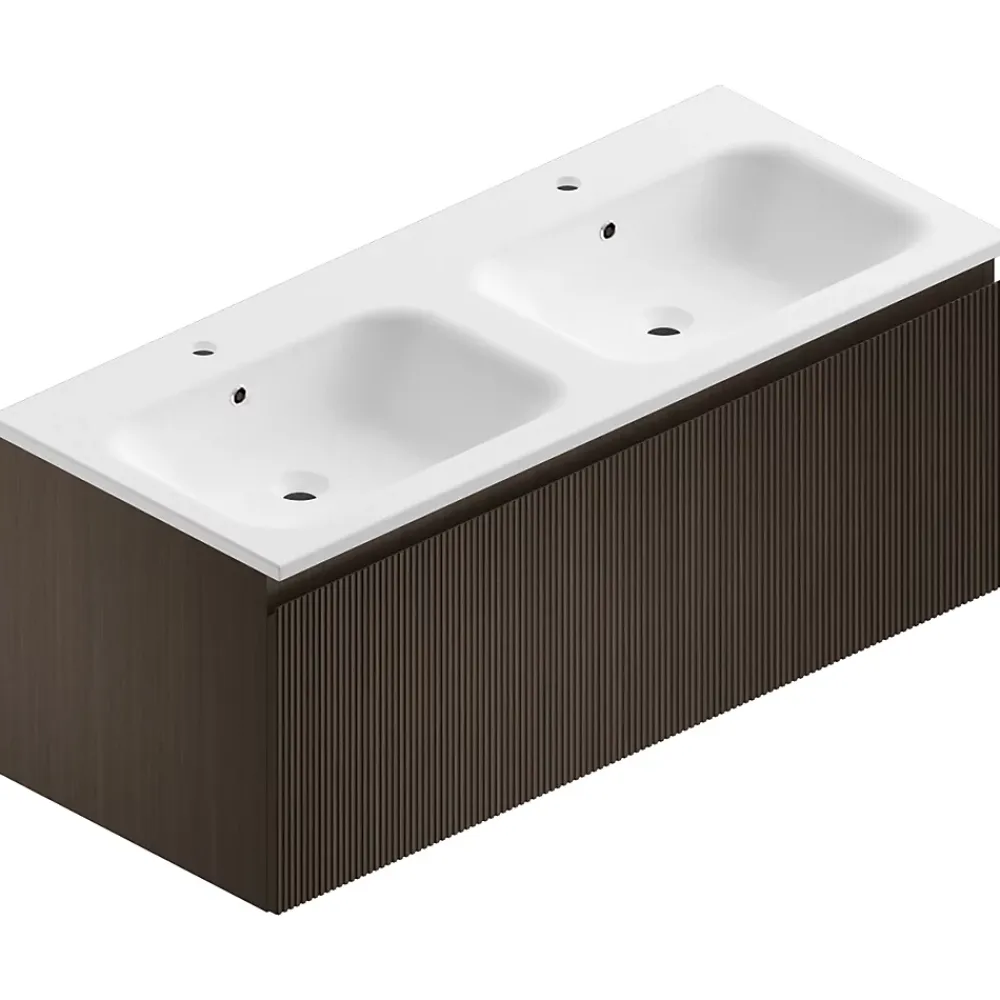 Meuble Buanderie|Ipiemme SRL Meuble sous vasque suspendu effet noyer l.120 cm pour double vasque, Pura