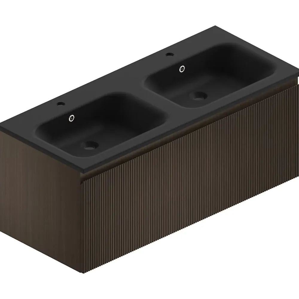 Meuble Buanderie|Ipiemme SRL Meuble sous vasque suspendu effet noyer l.120 cm pour double vasque, Pura