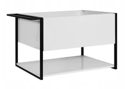 Meuble Sous Lavabo|Furnidea Meuble sous vasque suspendu LOV avec porte-serviettes blanc brillant et noir 80 cm