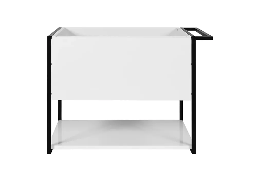 Meuble Sous Lavabo|Furnidea Meuble sous vasque suspendu LOV avec porte-serviettes blanc brillant et noir 80 cm
