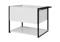 Meuble Sous Lavabo|Furnidea Meuble sous vasque suspendu LOV avec porte-serviettes blanc brillant et noir 80 cm