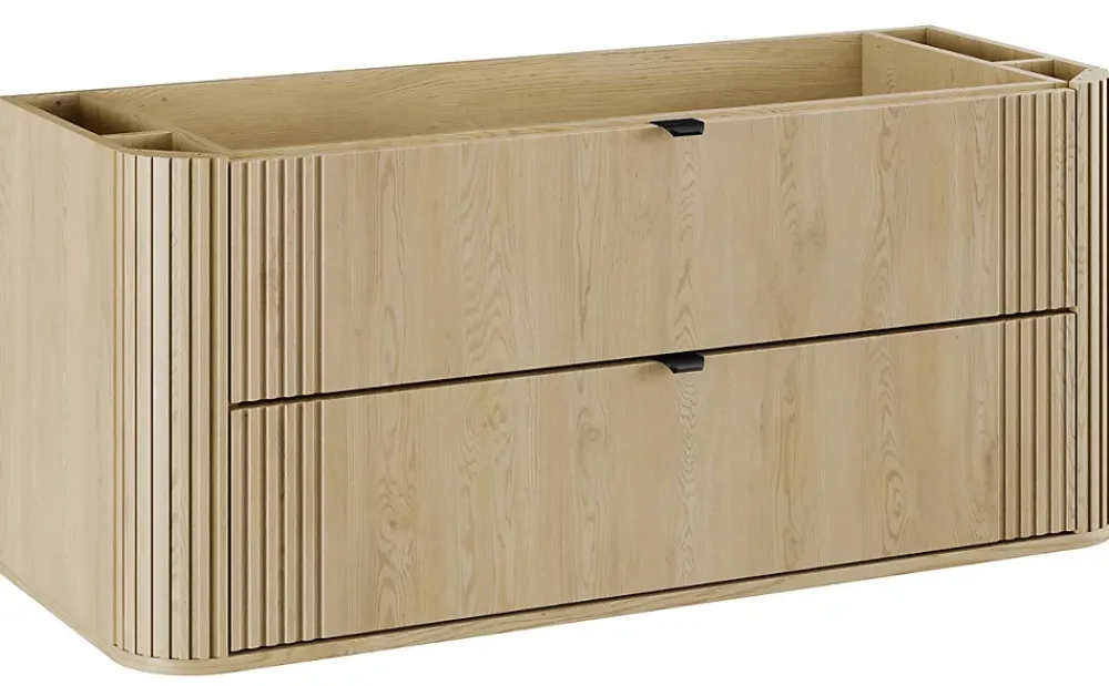 Meuble Sous-Vasque|Furnidea Meuble sous vasque suspendu OVALIA - 2 tiroirs chêne 120 cm