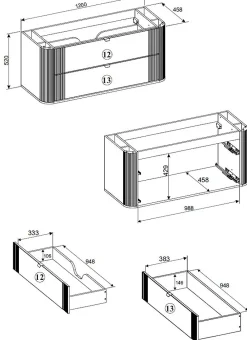 Meuble Sous-Vasque|Furnidea Meuble sous vasque suspendu OVALIA - 2 tiroirs chêne 120 cm