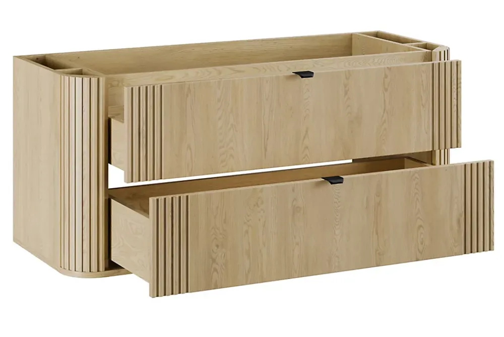 Meuble Sous-Vasque|Furnidea Meuble sous vasque suspendu OVALIA - 2 tiroirs chêne 120 cm