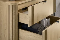 Meuble Sous-Vasque|Furnidea Meuble sous vasque suspendu OVALIA - 2 tiroirs chêne 120 cm