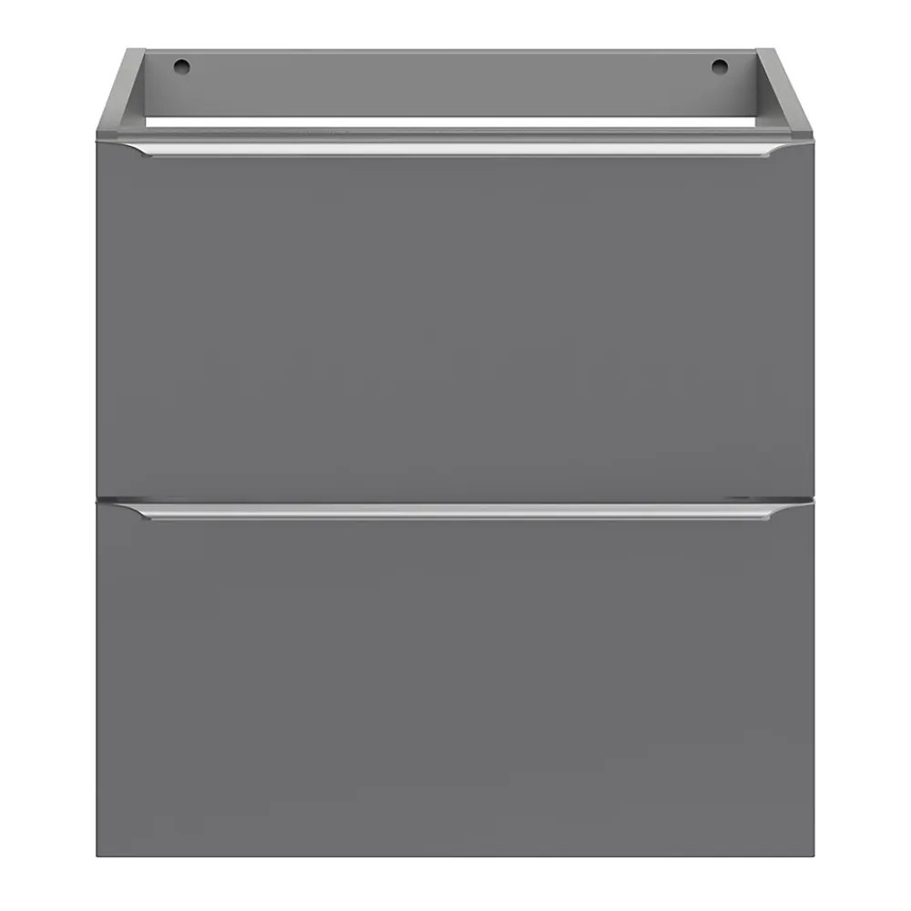 GoodHome Meuble sous vasque suspendu faible profondeur gris brillant l.60 x H.60 x P.36 cm, Imandra