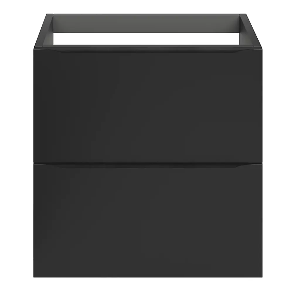 Meuble Buanderie|Meuble Sous-Vasque|GoodHome Meuble sous vasque suspendu noir mat l.60 x H.60 x P.45 cm, Imandra