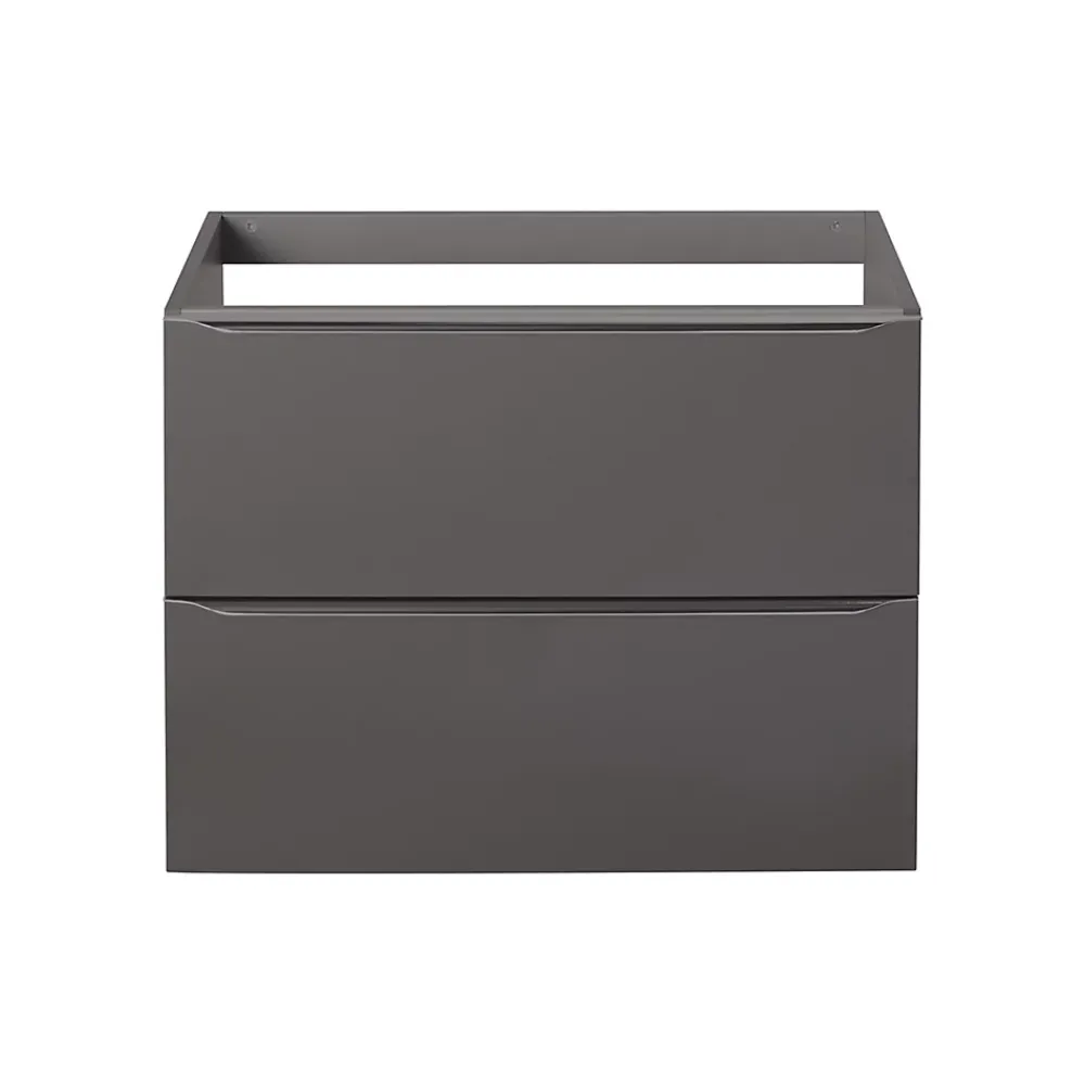 Meuble Buanderie|GoodHome Meuble sous vasque suspendu gris taupe brillant l.80 x H.60 x P.45 cm, Imandra