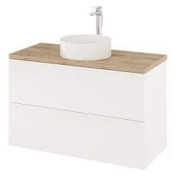 Meuble Buanderie|Meuble Sous-Vasque|GoodHome Meuble sous vasque suspendu blanc mat l.100 x H.60 x P.45 cm, Imandra