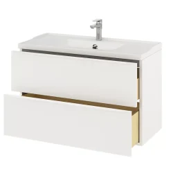 Meuble Buanderie|Meuble Sous-Vasque|GoodHome Meuble sous vasque suspendu blanc mat l.100 x H.60 x P.45 cm, Imandra