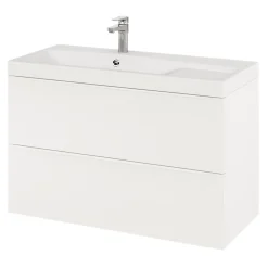 Meuble Buanderie|Meuble Sous-Vasque|GoodHome Meuble sous vasque suspendu blanc mat l.100 x H.60 x P.45 cm, Imandra