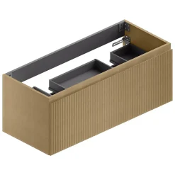 Ipiemme SRL Meuble sous vasque suspendu placage chêne miel strié l.120 x H.46,5 x P.50,5 cm pour double vasque, Pura+