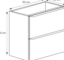 Meuble Buanderie|Meuble De Salle De Bains Faible Profondeur|GoodHome Meuble sous vasque suspendu faible profondeur effet chêne l.50 x H.60 x P.36 cm, Imandra