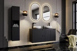 Furnidea Meuble sous vasque suspendu 2 tiroirs NOVA NOIR 80 CM
